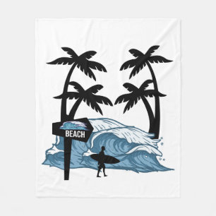 Funny Beach Wave Fleece Blanket
