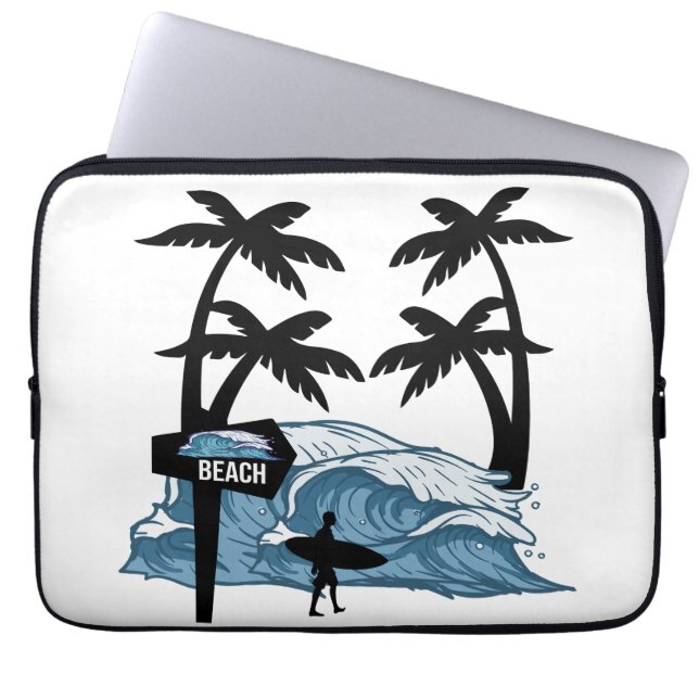 Funny beach wave laptop sleeve (Front)