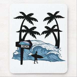 Funny Beach Wave Mouse Pad