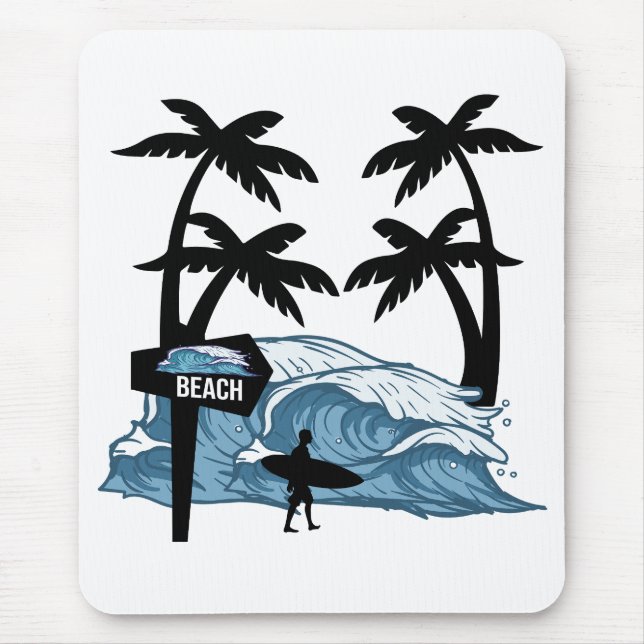 Funny Beach Wave Mouse Pad (Front)
