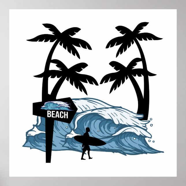 Funny Beach Wave Poster (Front)