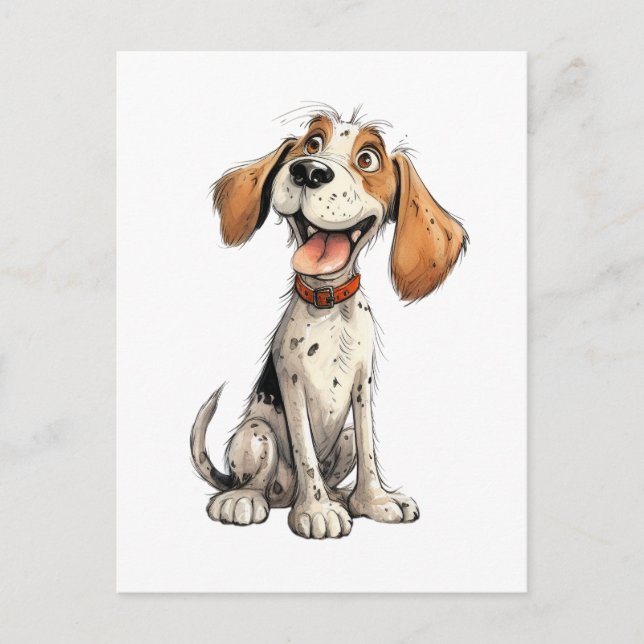 Funny Beagle Cartoon Postcard (Front)
