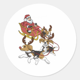 Funny Beagle Christmas For Cute Dog Lovers Classic Round Sticker