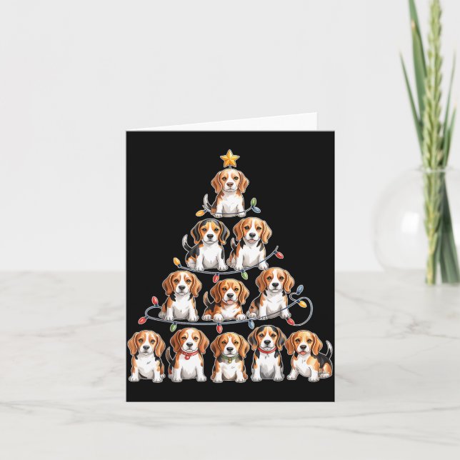 Funny Beagle Christmas Tree Dog Lovers Women Men X Card (Front)