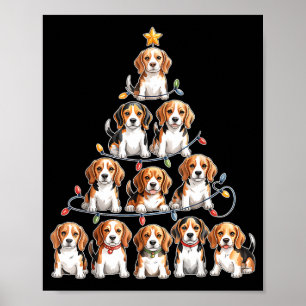 Funny Beagle Christmas Tree Dog Lovers Women Men X Poster