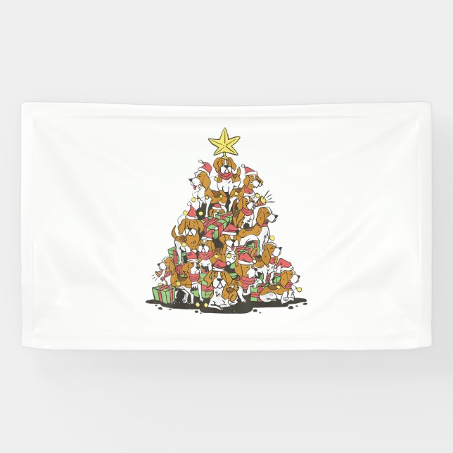 Funny beagle Christmas tree for beagle dog lovers  Banner (Horizontal)