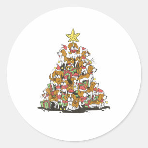 Funny beagle Christmas tree for beagle dog lovers Classic Round Sticker