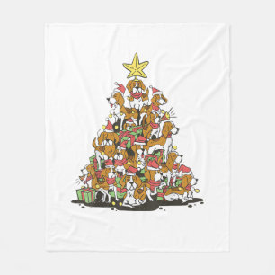 Funny beagle Christmas tree for beagle dog lovers Fleece Blanket