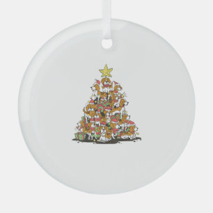 Funny beagle Christmas tree for beagle dog lovers Glass Tree Decoration