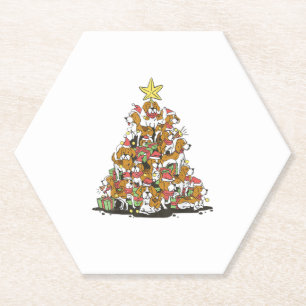 Funny beagle Christmas tree for beagle dog lovers  Paper Coaster