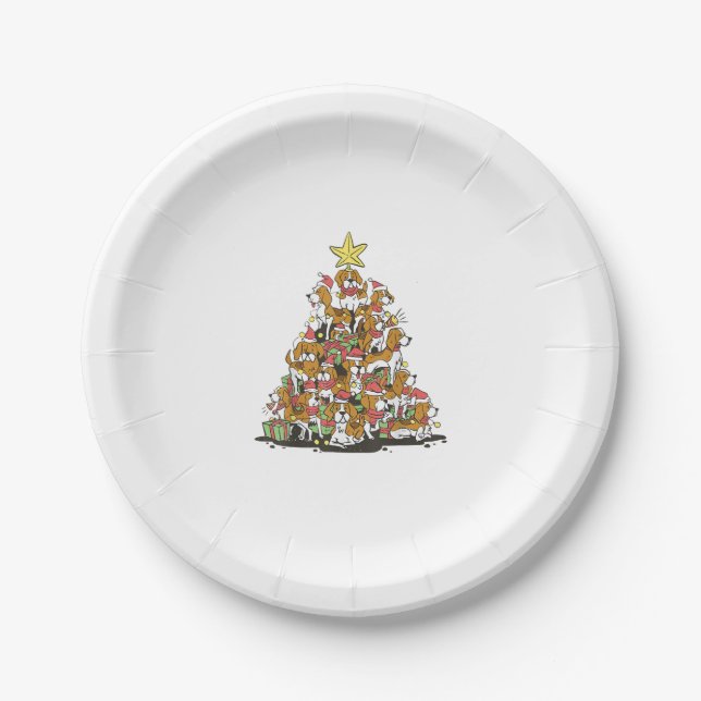 Funny beagle Christmas tree for beagle dog lovers  Paper Plate (Front)