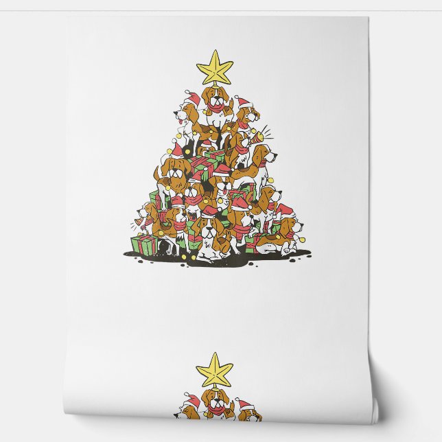 Funny beagle Christmas tree for beagle dog lovers  Wallpaper (Unrolling)