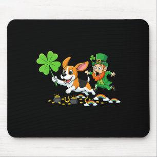 Funny beagle clover st patricks day womens mens mouse pad