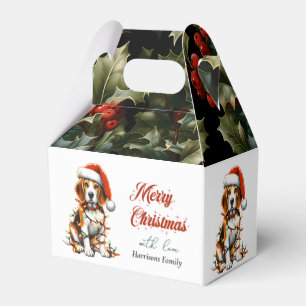 Funny Beagle Cute Watercolor Dog Christmas Wishes Favour Box