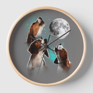  Funny Beagle Dog / Beagle Howling At  Moon  Clock