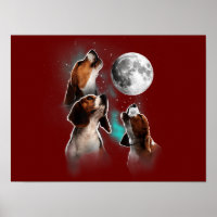 Funny Beagle Dog / Beagle Howling At Moon