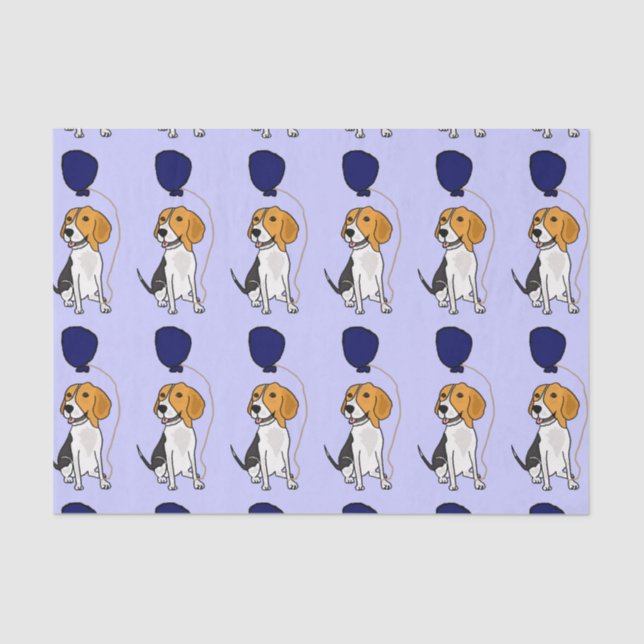Funny Beagle Dog Birthday Tissue Paper (Front)