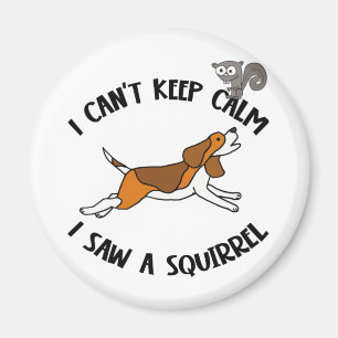 Funny Beagle Dog Chasing Squirrel Magnet