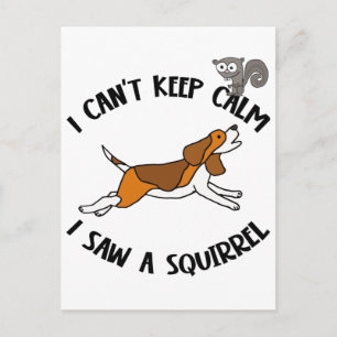 Funny Beagle Dog Chasing Squirrel Postcard