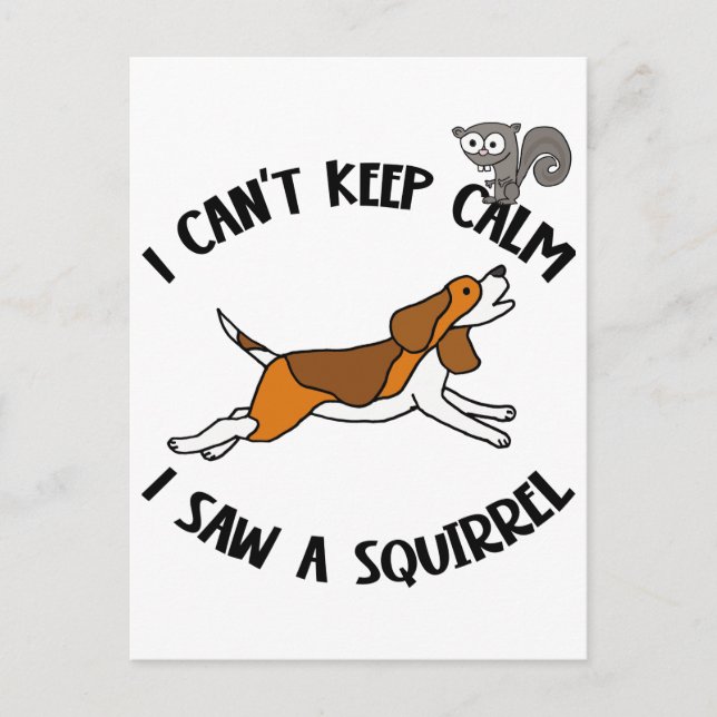 Funny Beagle Dog Chasing Squirrel Postcard (Front)