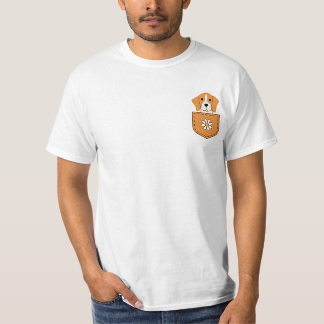 Funny Beagle Dog In The Pocket  T-Shirt (Front)