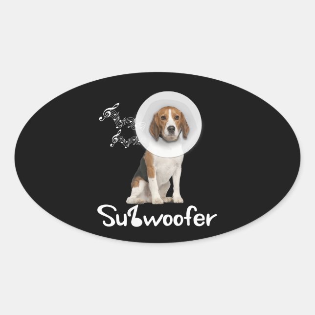 Funny Beagle Dog Lover Sub-Woofer Gift Oval Sticker (Front)