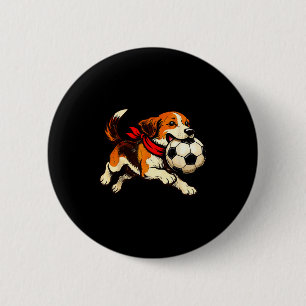 Funny Beagle Dog Playing Soccer Game Day 6 Cm Round Badge
