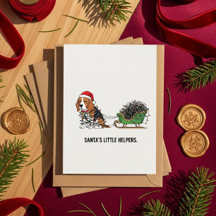 Funny Beagle Dog Sleigh Christmas Holiday Card