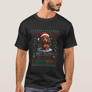 Funny Beagle Dog Ugly Xmas PJ This Is My Christmas T-Shirt