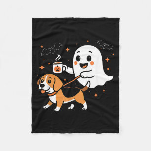Funny Beagle Ghost Halloween Spooky Season Dog Fleece Blanket