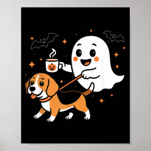 Funny Beagle Ghost Halloween Spooky Season Dog Poster