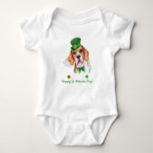 Funny Beagle Gold St. Patricks Day Baby Bodysuit
