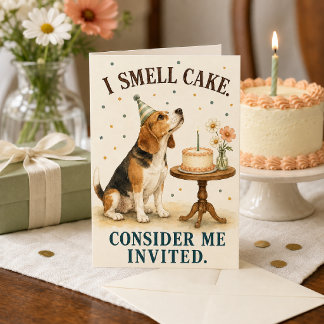 Funny Beagle I Smell Cake Birthday Card