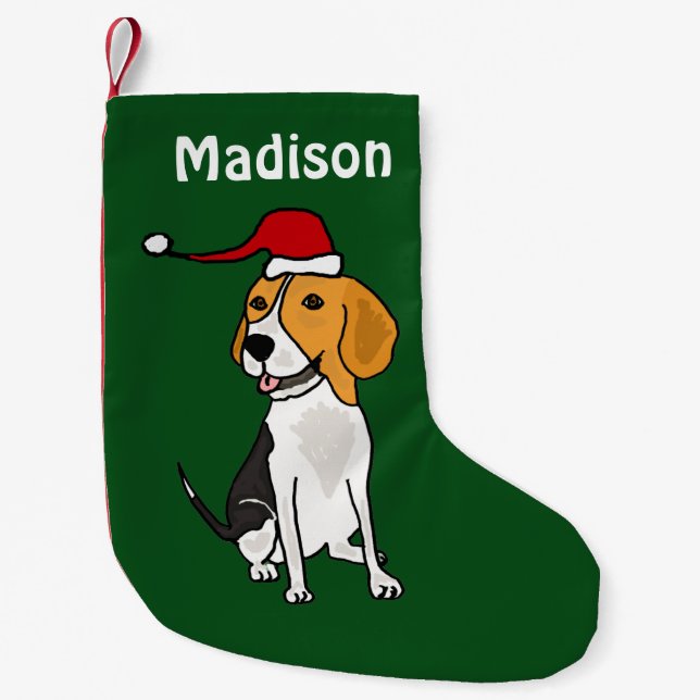 Funny Beagle in Santa Hat Christmas Stocking (Front)