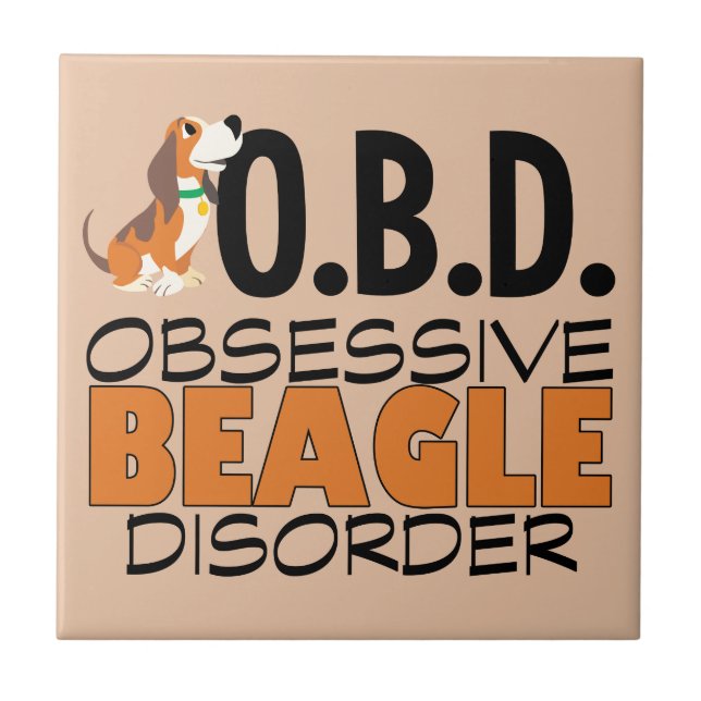 Funny Beagle Obsessed Ceramic Tile (Front)