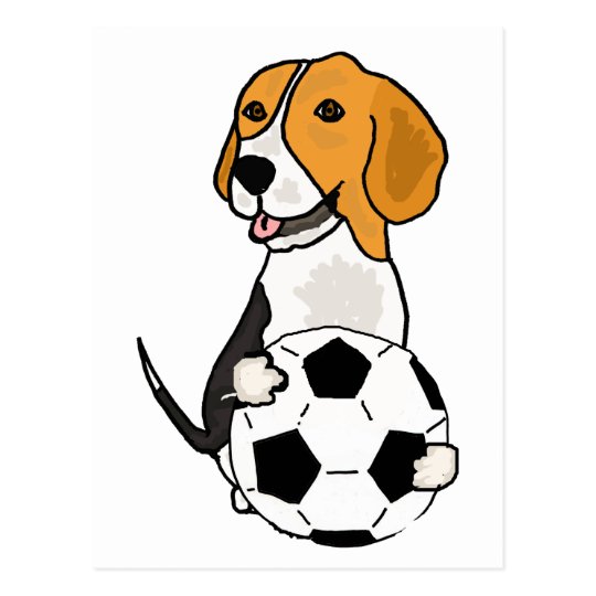 Funny Beagle Playing Soccer Postcard