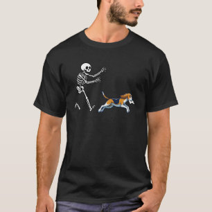 Funny Beagle Running Skeleton Halloween T-Shirt