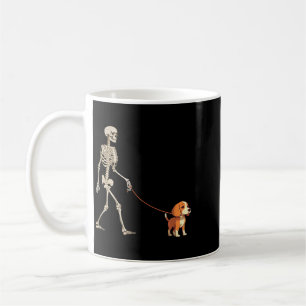 Funny Beagle Skeleton Dog Walking Halloween Dog Coffee Mug
