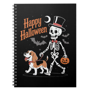 Funny Beagle Skeleton Dog Walking Notebook