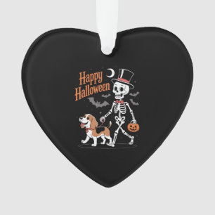 Funny Beagle Skeleton Dog Walking Ornament