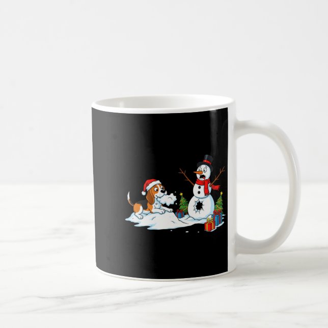 Funny Beagle Snowman Christmas Tree Xmas Womens Me Coffee Mug (Right)