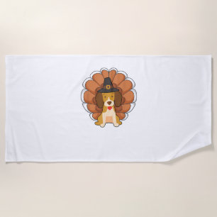 Funny Beagle Turkey Funny Thanksgiving Dog Tee Beach Towel