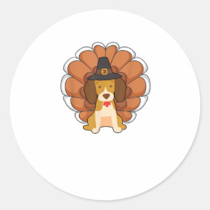Funny Beagle Turkey Funny Thanksgiving Dog Tee Classic Round Sticker
