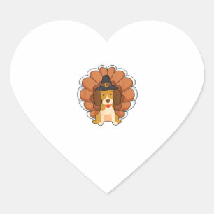 Funny Beagle Turkey Funny Thanksgiving Dog Tee Heart Sticker
