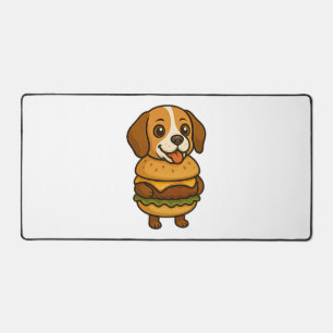 Funny Beagle with Burger Funny Mythical Creature Desk Mat