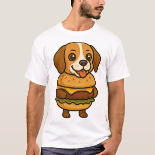 Funny Beagle with Burger Funny Mythical Creature T-Shirt