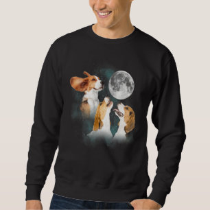 Funny Beagles Dog Three Beagles At Moon Sweatshirt