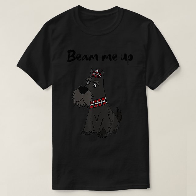 Funny Beam me up Scottie Dog Pun  T-Shirt (Design Front)