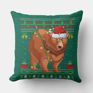 Funny Bear Animal Lover Matching Ugly Grizzly Bear Cushion