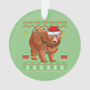 Funny Bear Animal Lover Matching Ugly Grizzly Bear Ornament